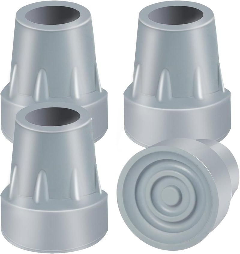 ATUOE Crutch Tips, 4 Pack 7/8 inch Heavy Duty Rubber Crutch Tips Rubber Cane Tips Replacement for Walking Canes, Walking Sticks, Gray - Image 1